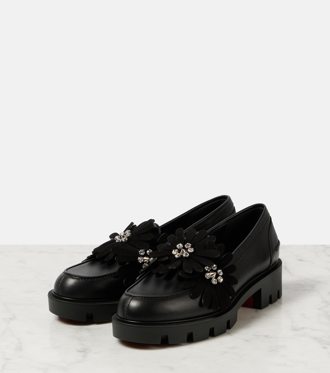 Flora Moc embellished leather loafers | Christian Louboutin