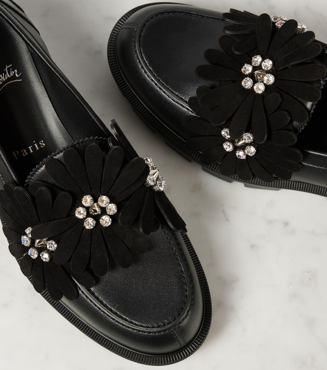 Flora Moc embellished leather loafers | Christian Louboutin