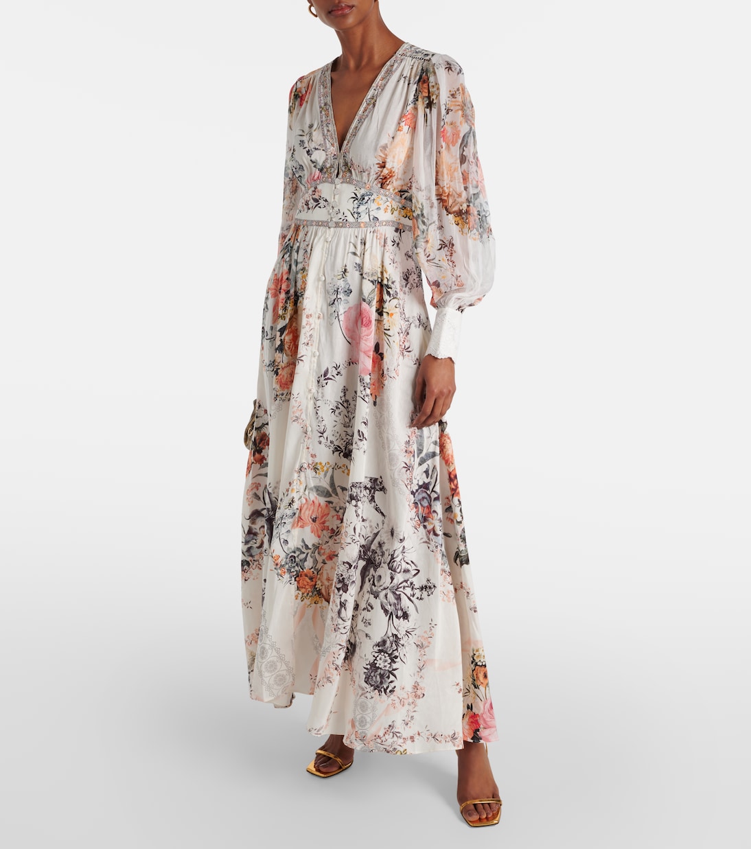 Bedrucktes Maxikleid aus Leinen und Seide | Camilla