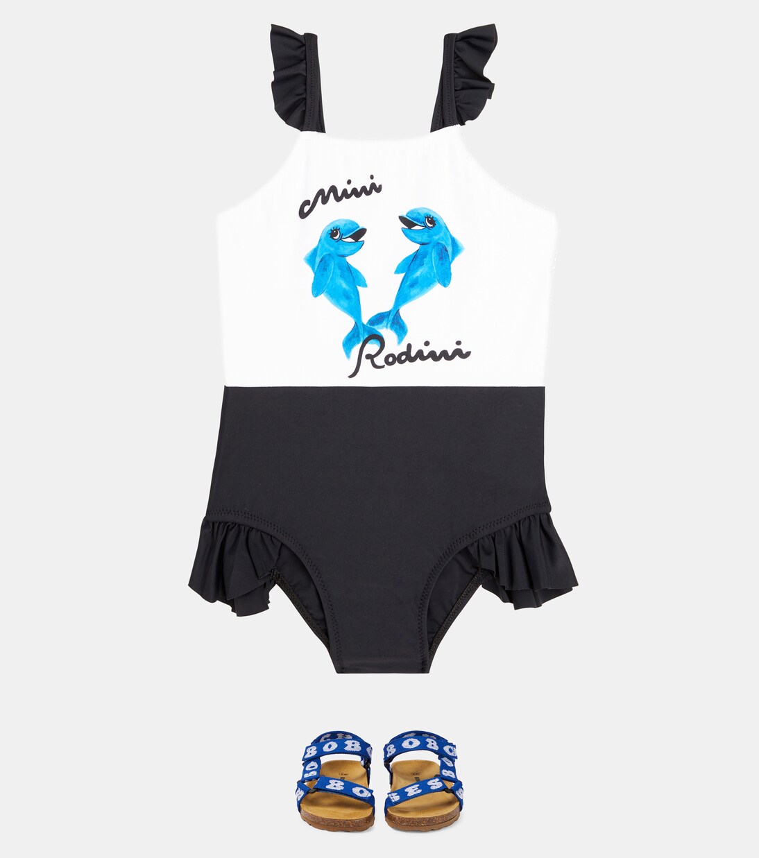 Dolphins ruffled swimsuit | Mini Rodini