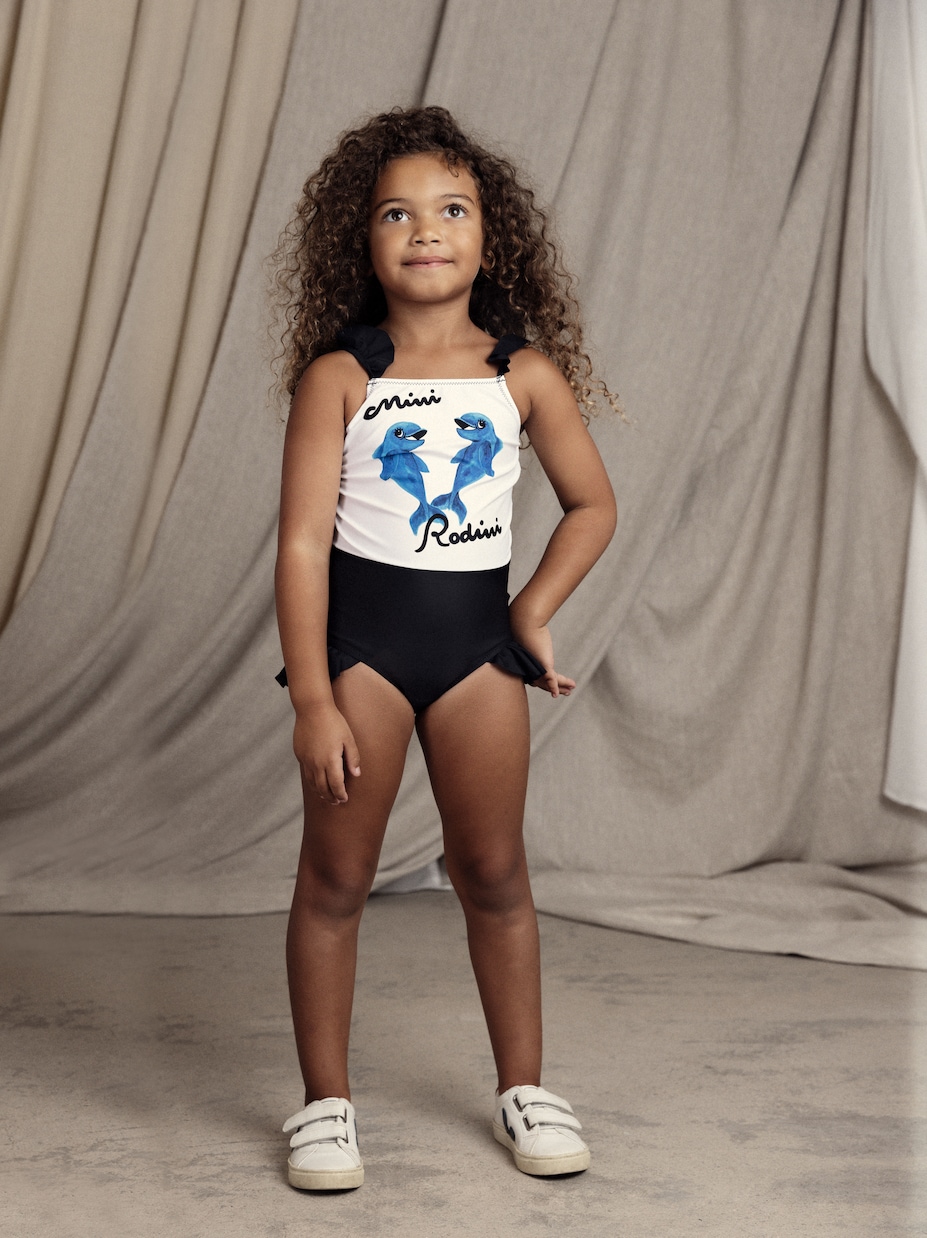 Dolphins ruffled swimsuit | Mini Rodini