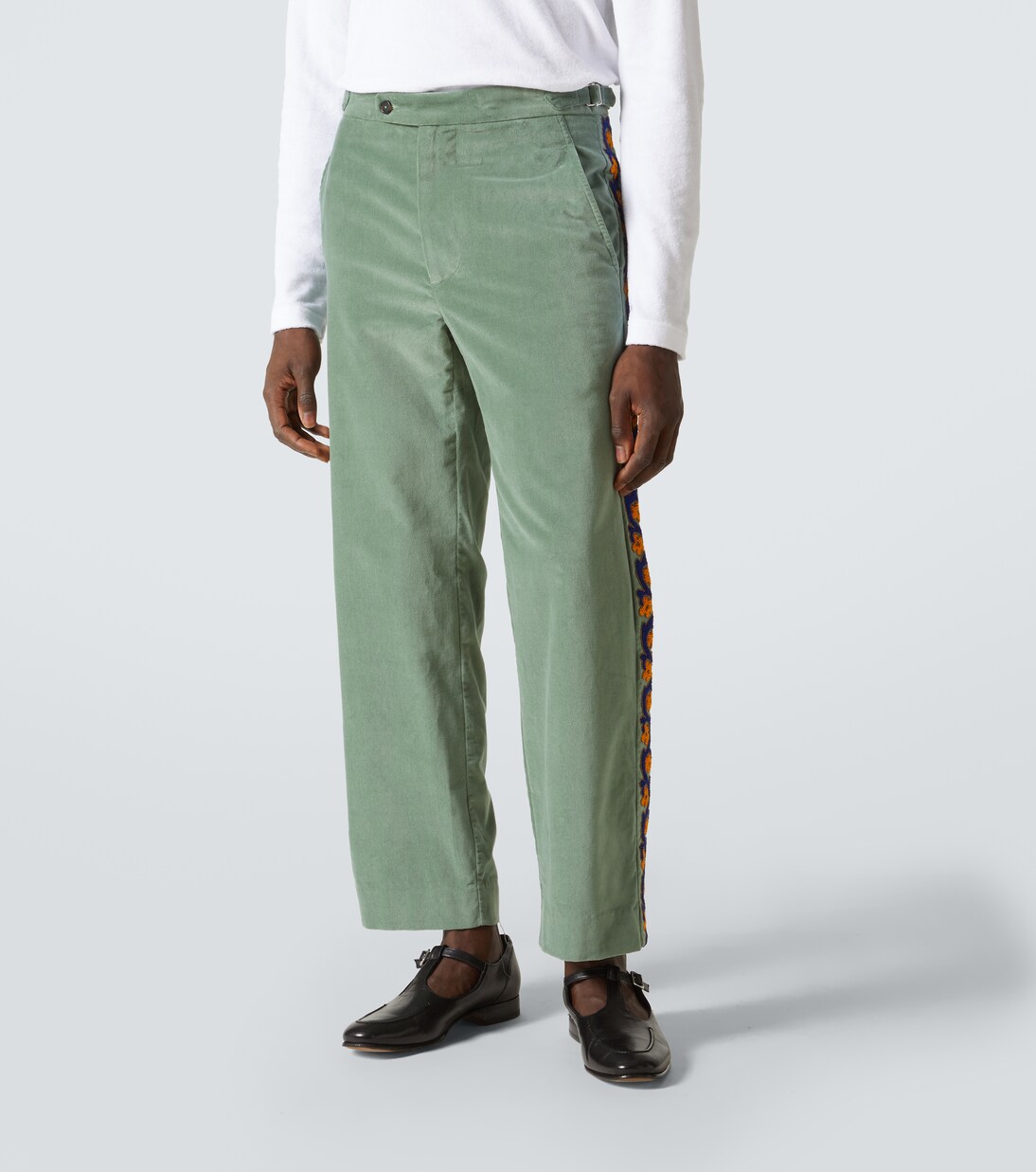 Oberon cotton velvet straight pants | Bode