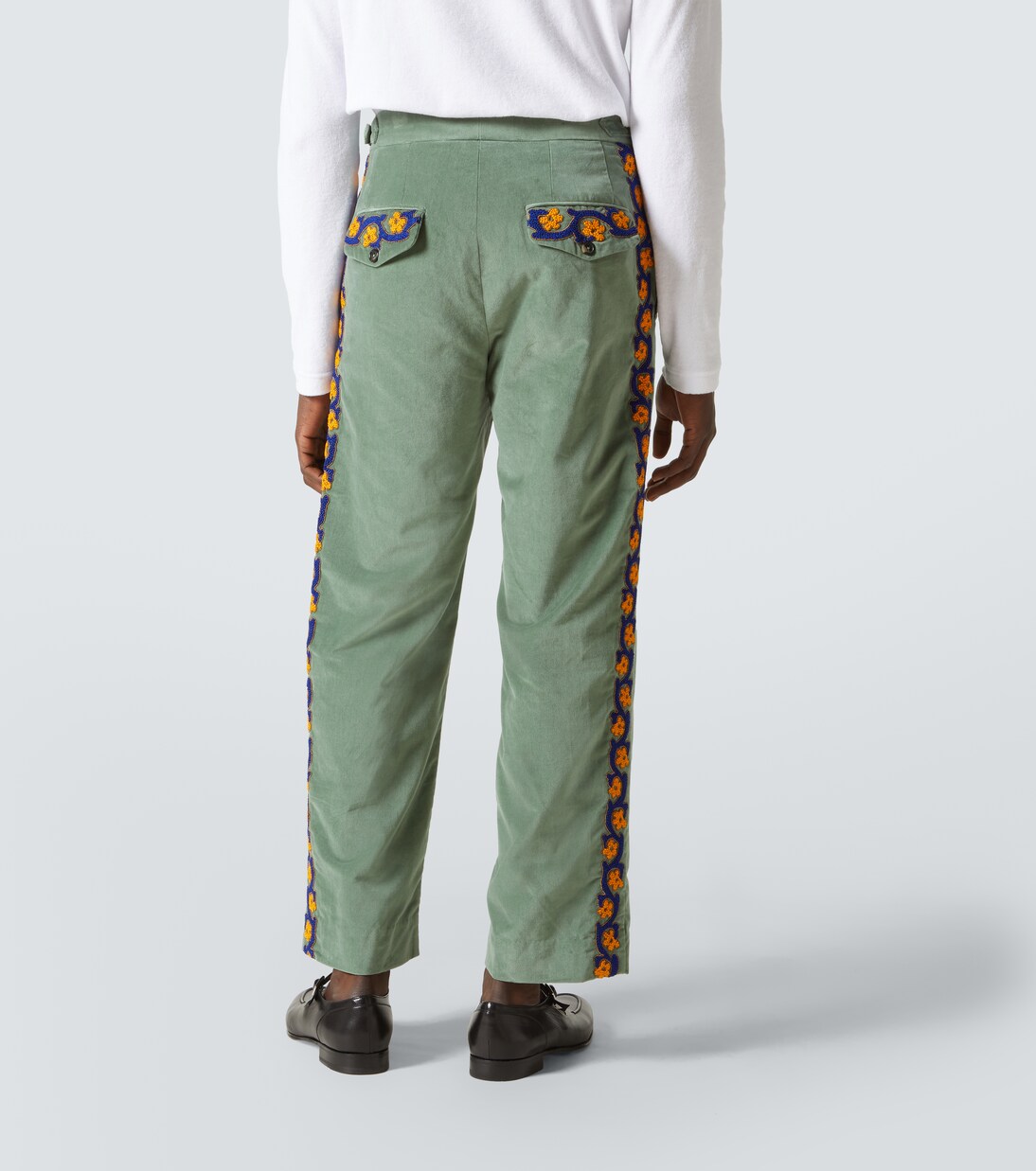 Oberon cotton velvet straight pants | Bode