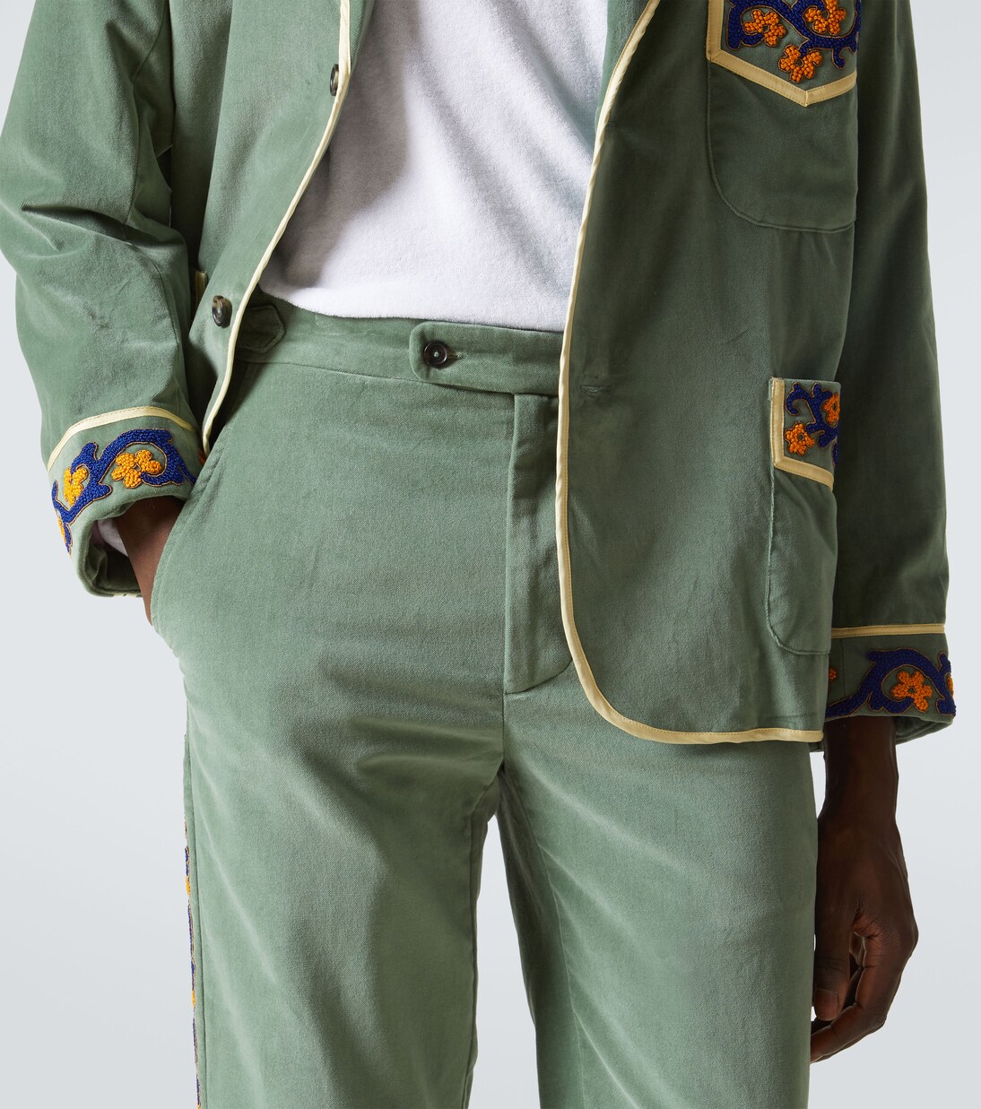 Oberon cotton velvet straight pants | Bode