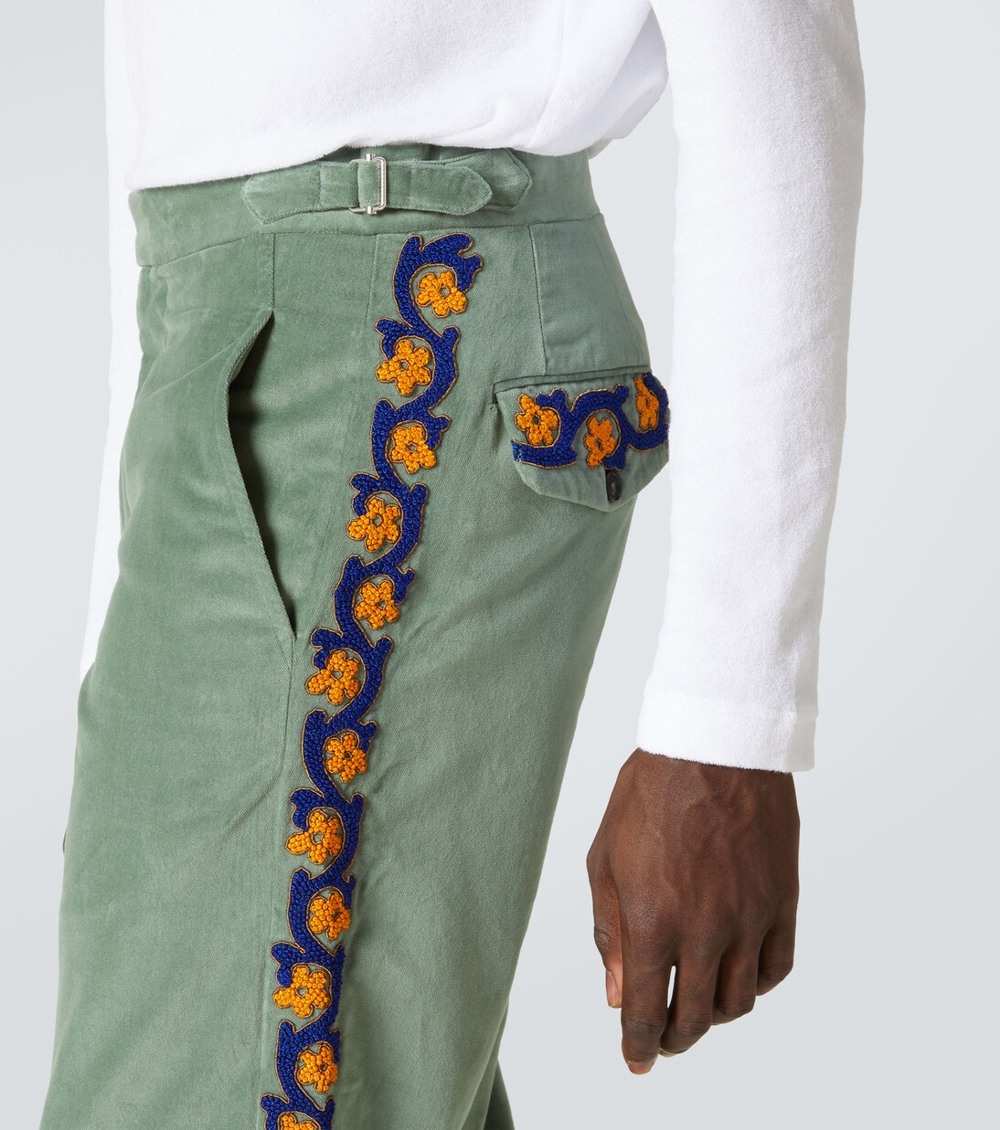 Oberon cotton velvet straight pants | Bode