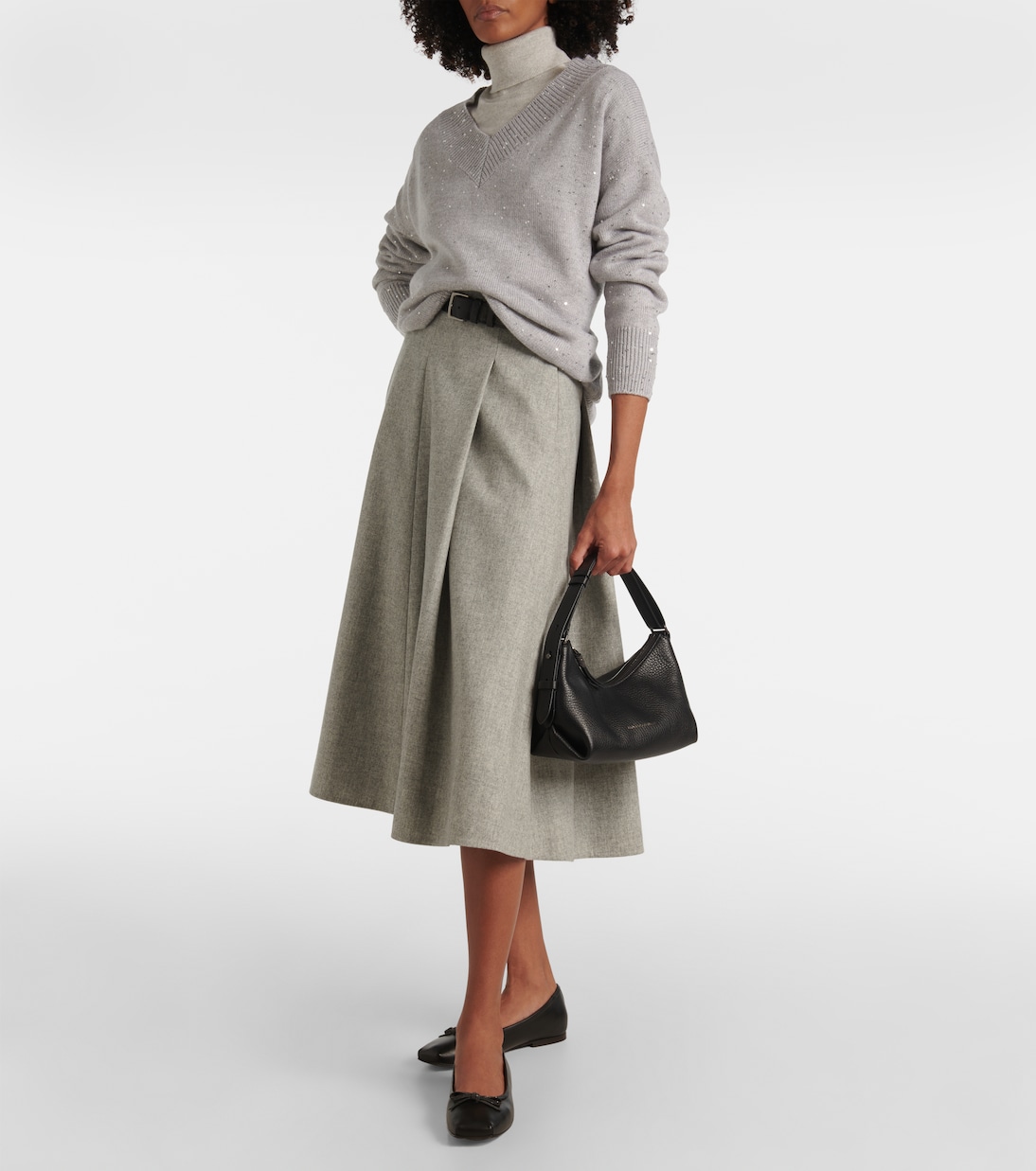 Monili bow-detail leather ballet flats | Brunello Cucinelli