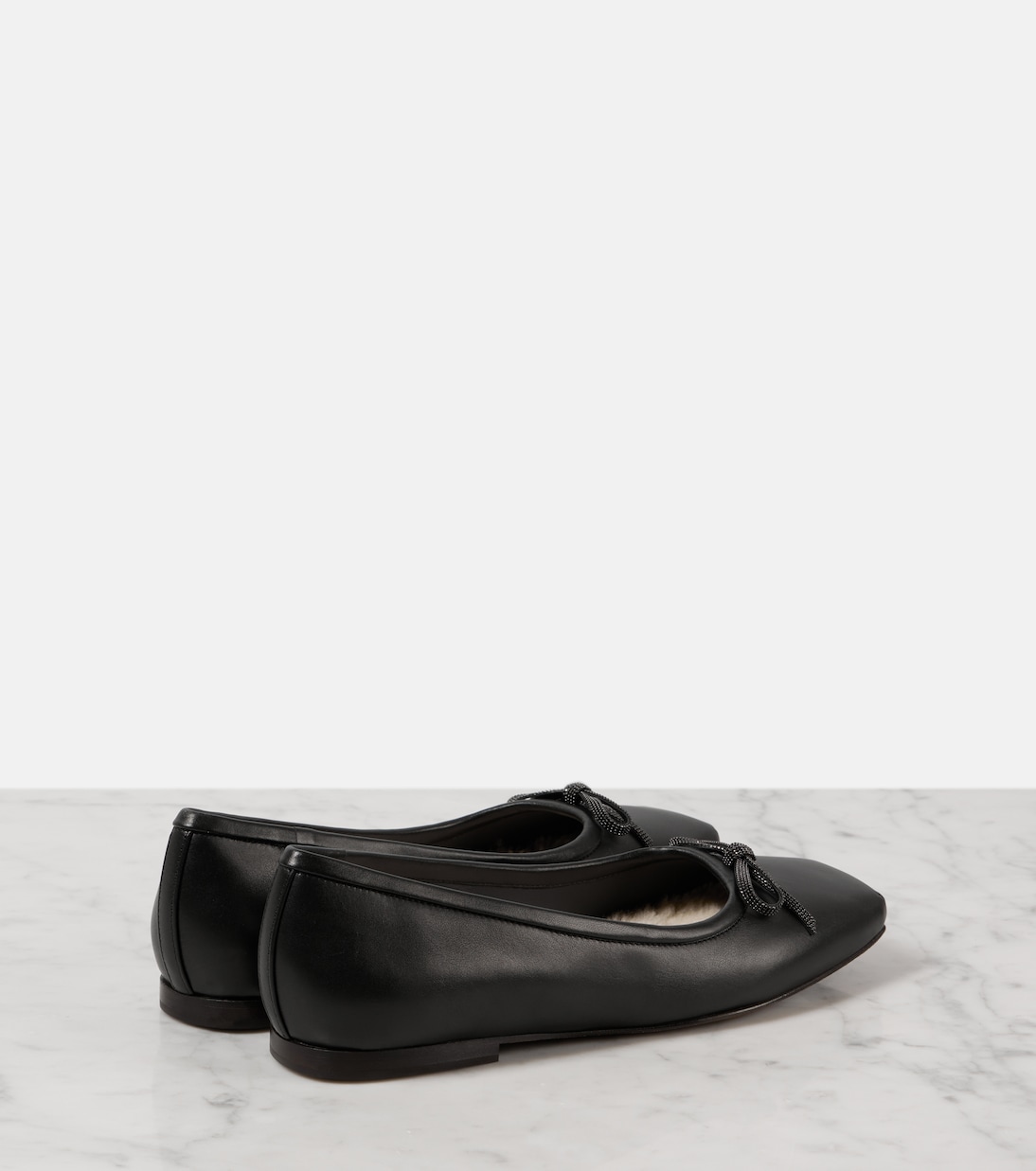 Monili bow-detail leather ballet flats | Brunello Cucinelli
