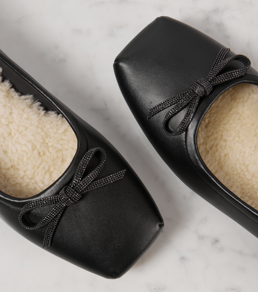 Monili bow-detail leather ballet flats | Brunello Cucinelli