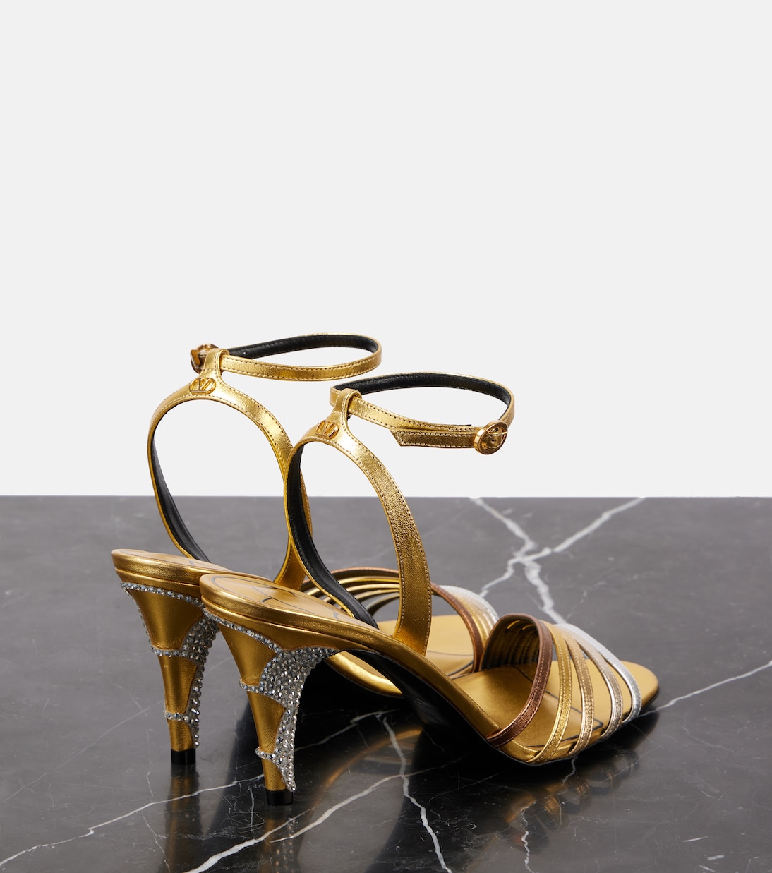 Ladycrush embellished metallic leather sandals | Valentino Garavani