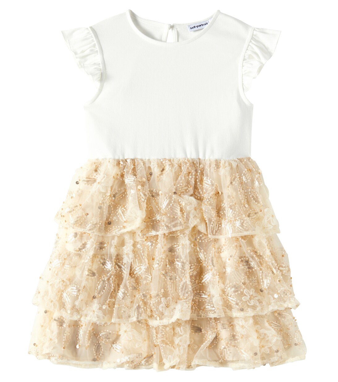 Sequined jersey and tulle dress | Self-Portrait Kids