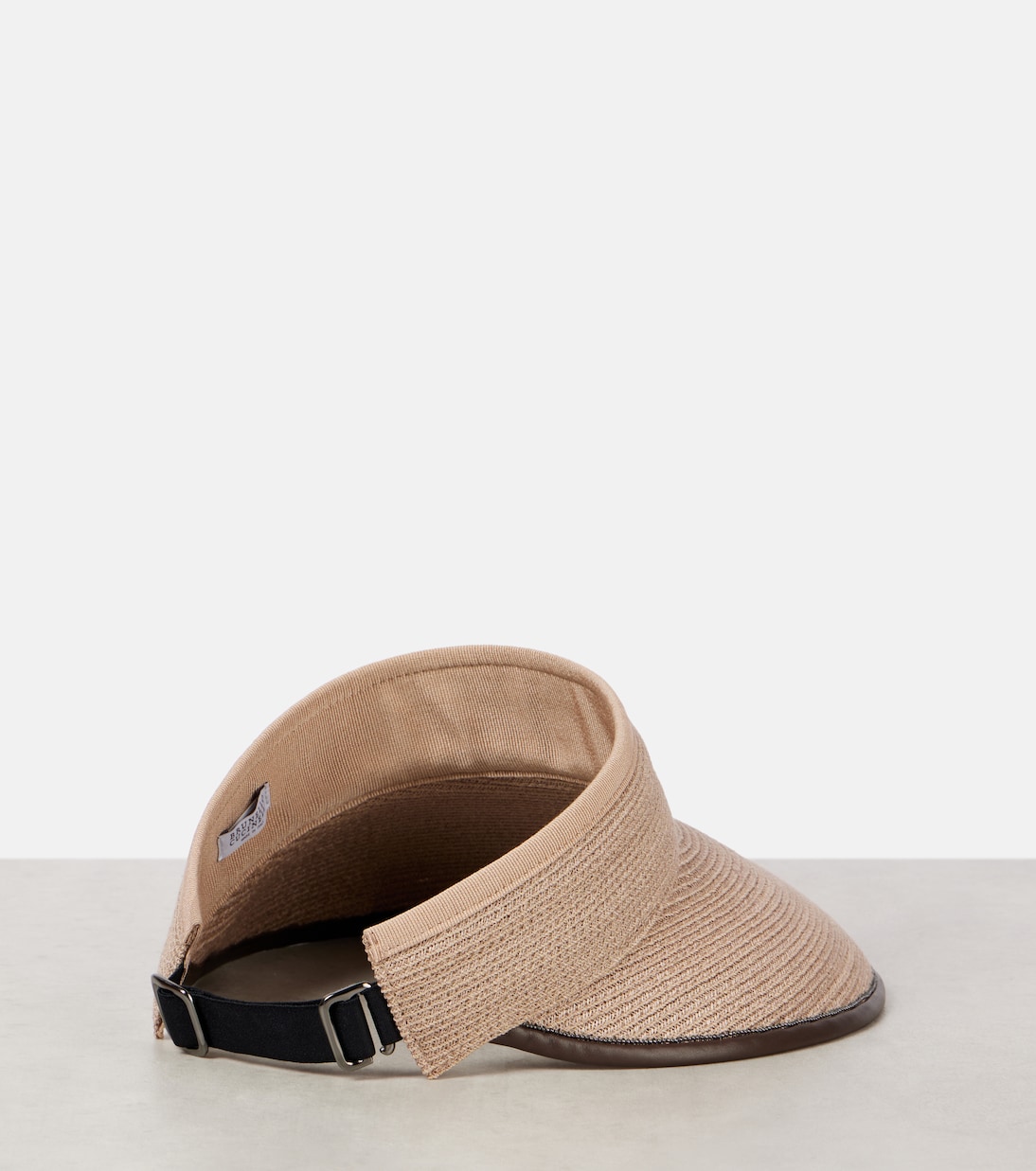Leather-trimmed raffia visor | Brunello Cucinelli