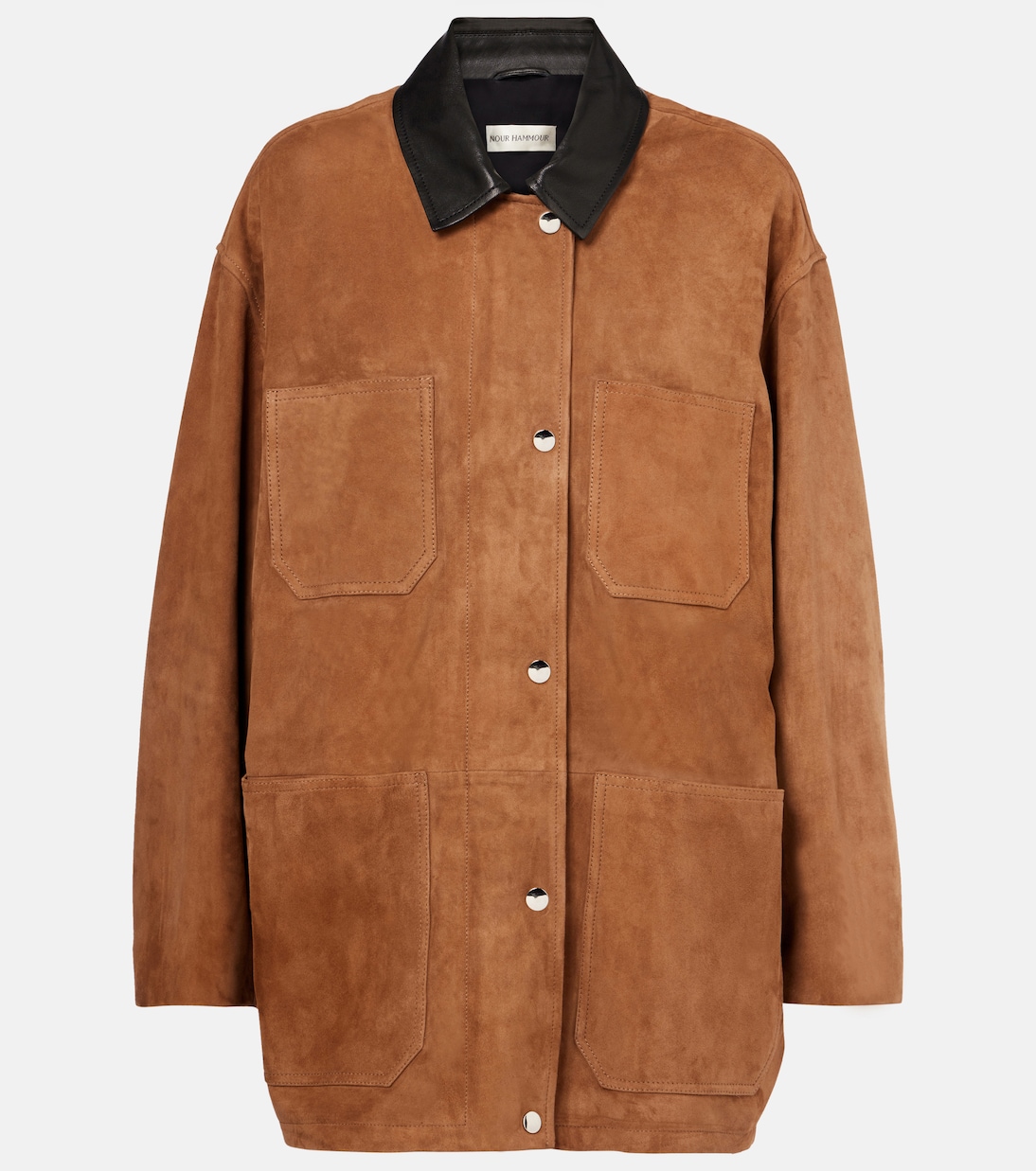 Barn leather-trimmed suede jacket | Nour Hammour