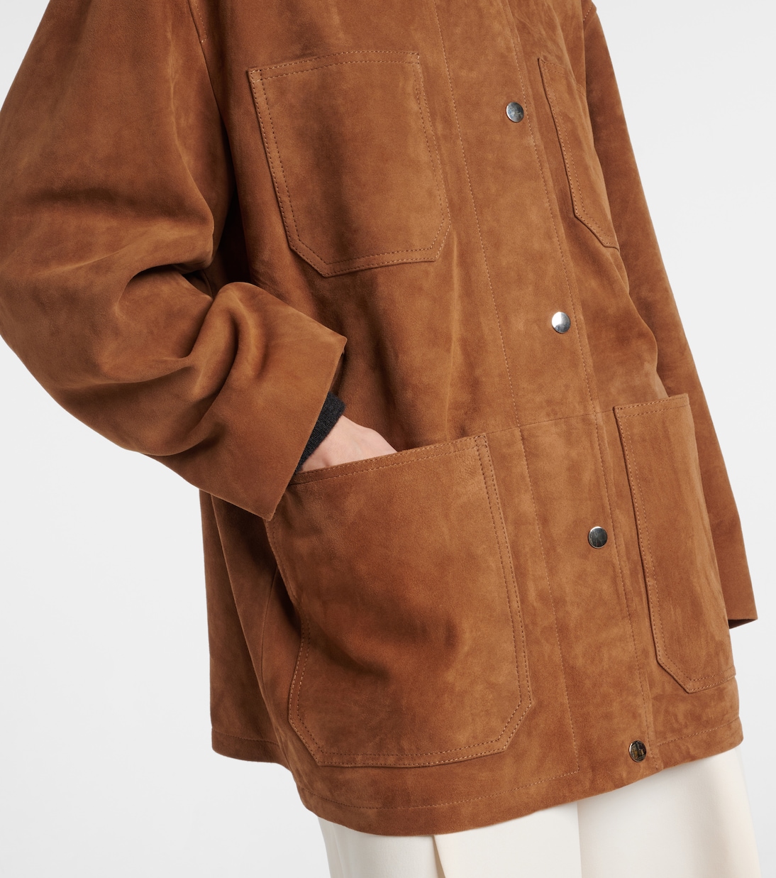 Barn leather-trimmed suede jacket | Nour Hammour
