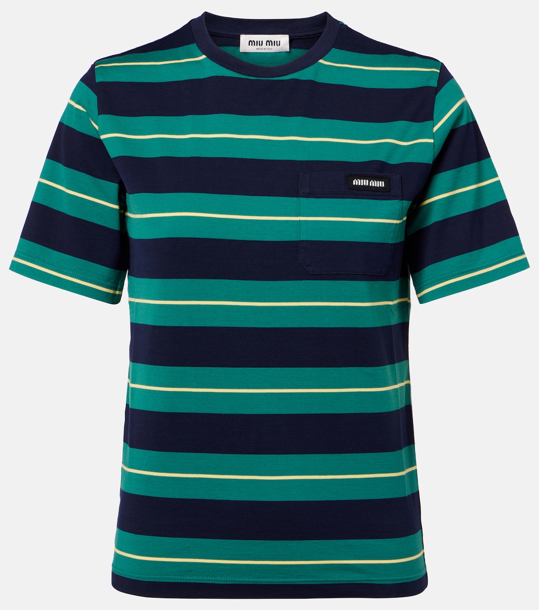 Logo striped cotton jersey T-shirt | Miu Miu