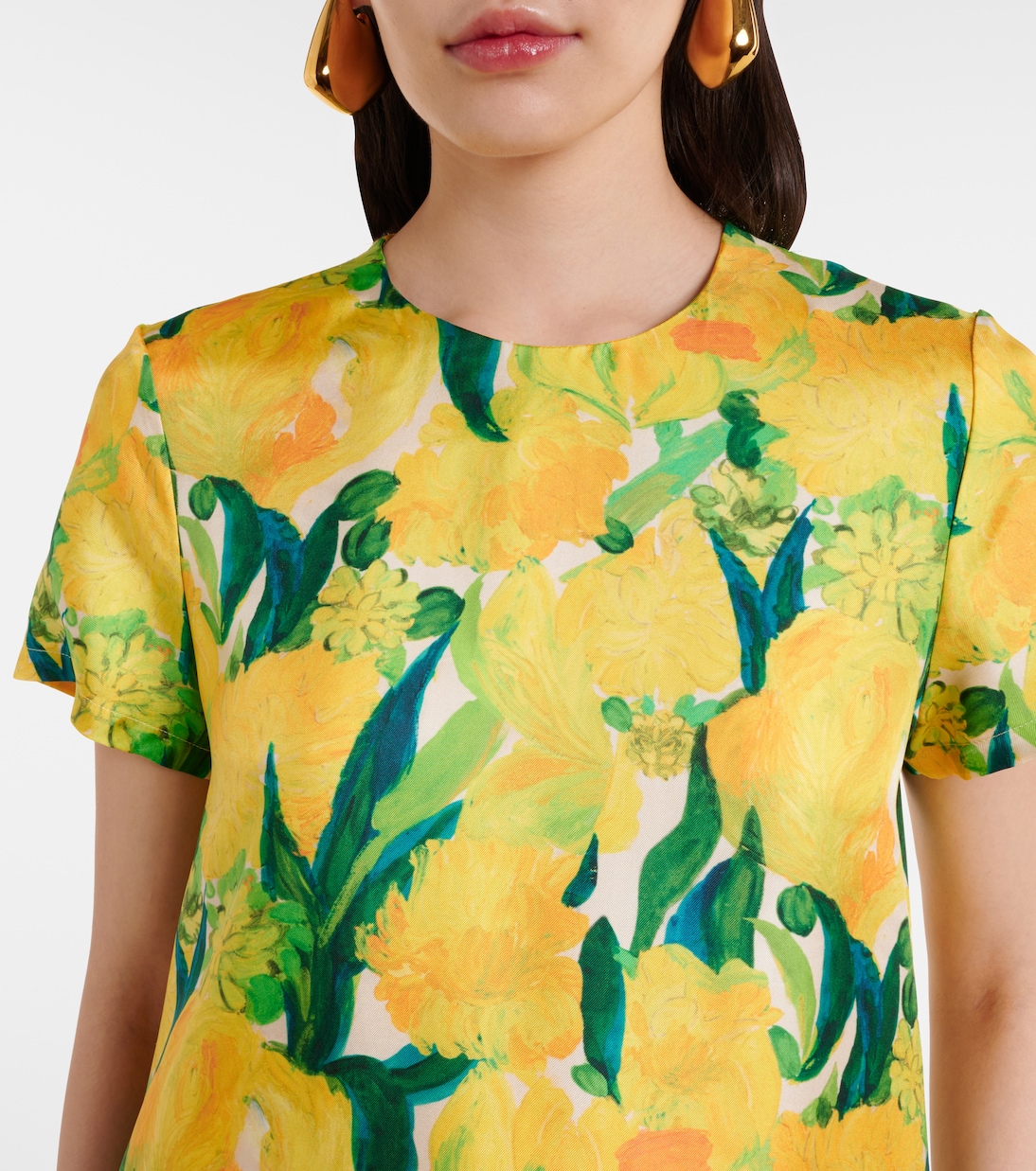 Swing feather-trimmed silk maxi dress | La DoubleJ