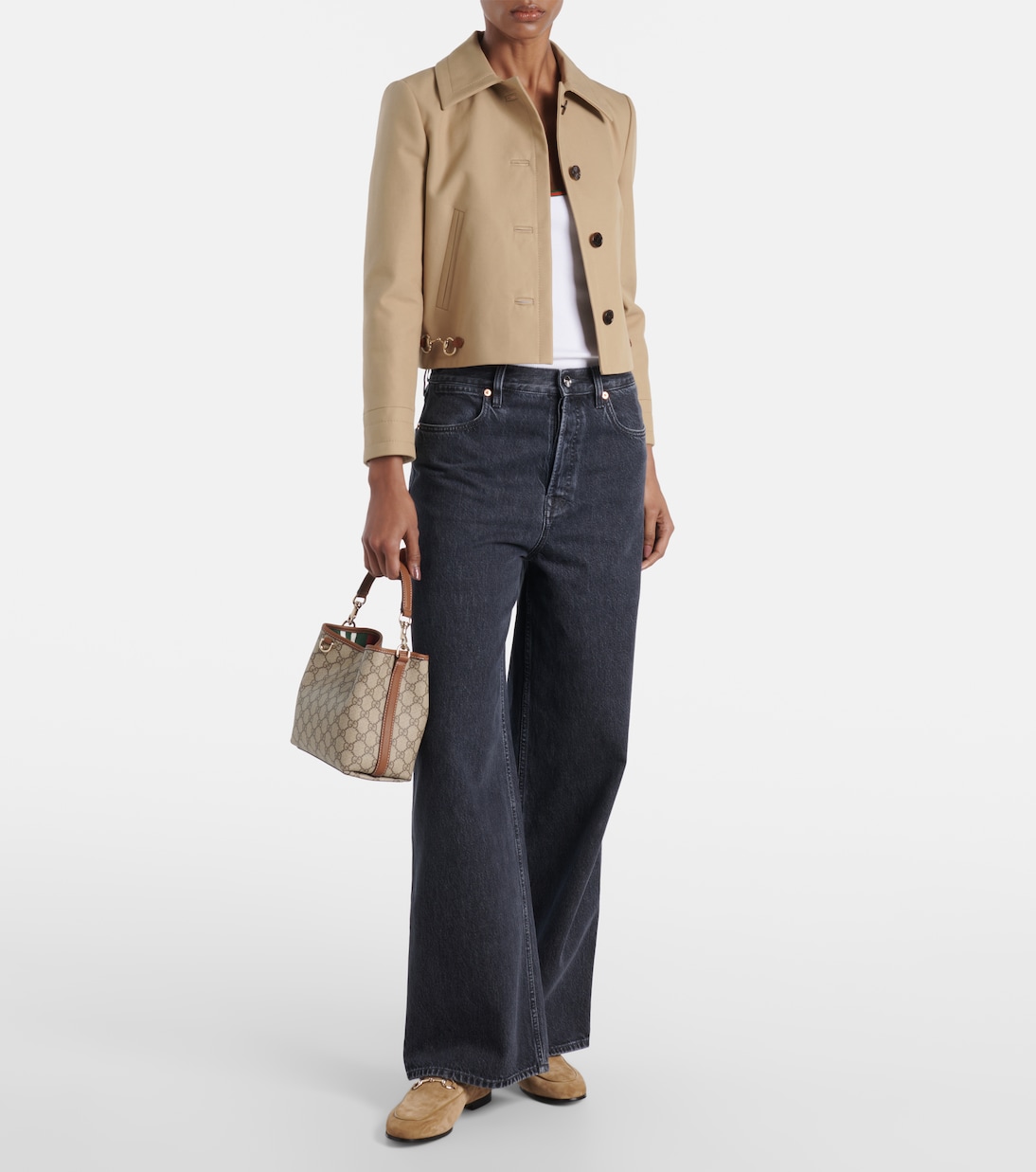 Sac seau GG Emblem Small en toile | Gucci