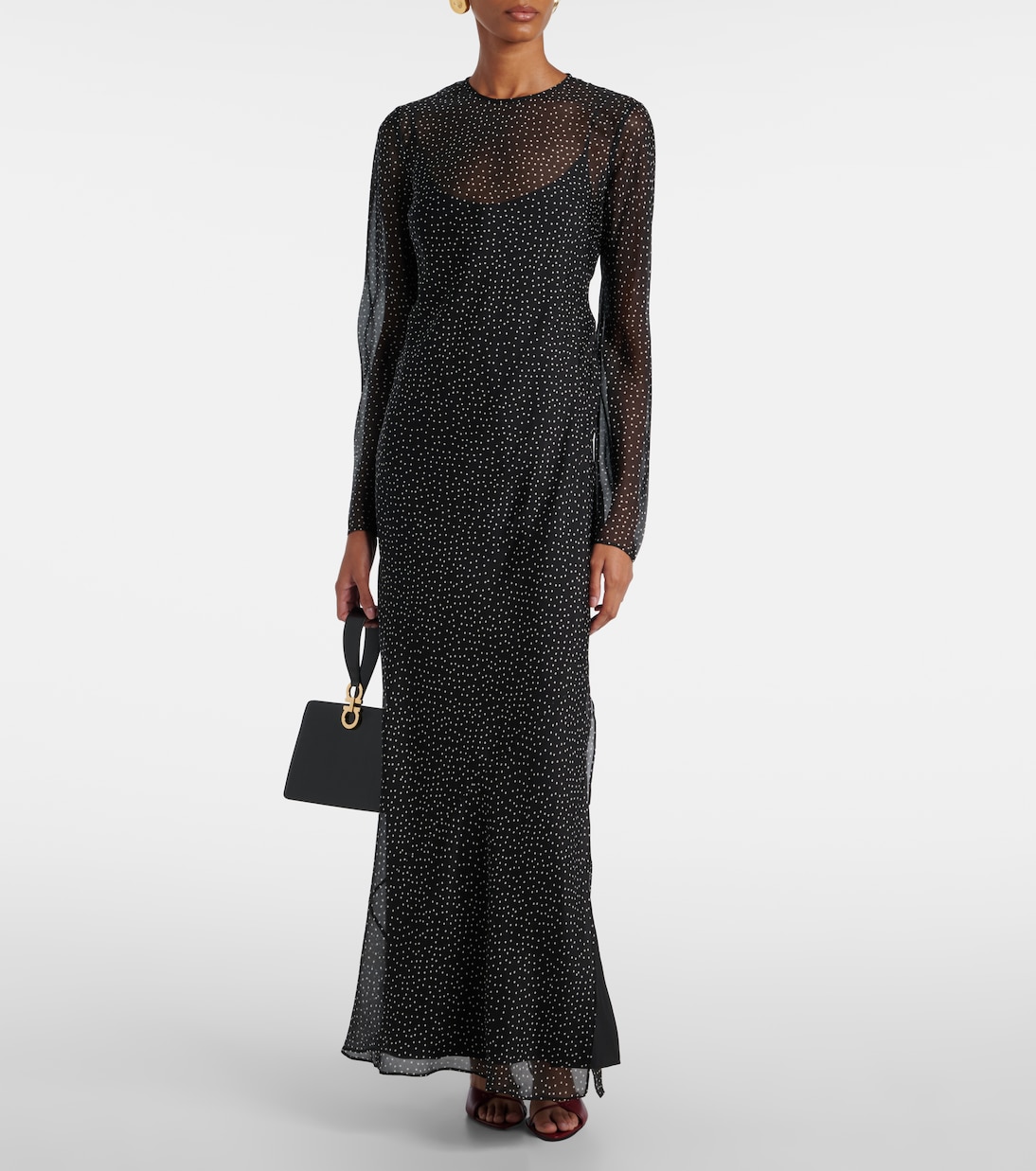 Polka-dot silk maxi dress | SIR