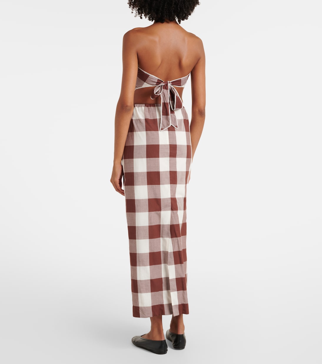 Mira gingham cotton maxi skirt | Posse