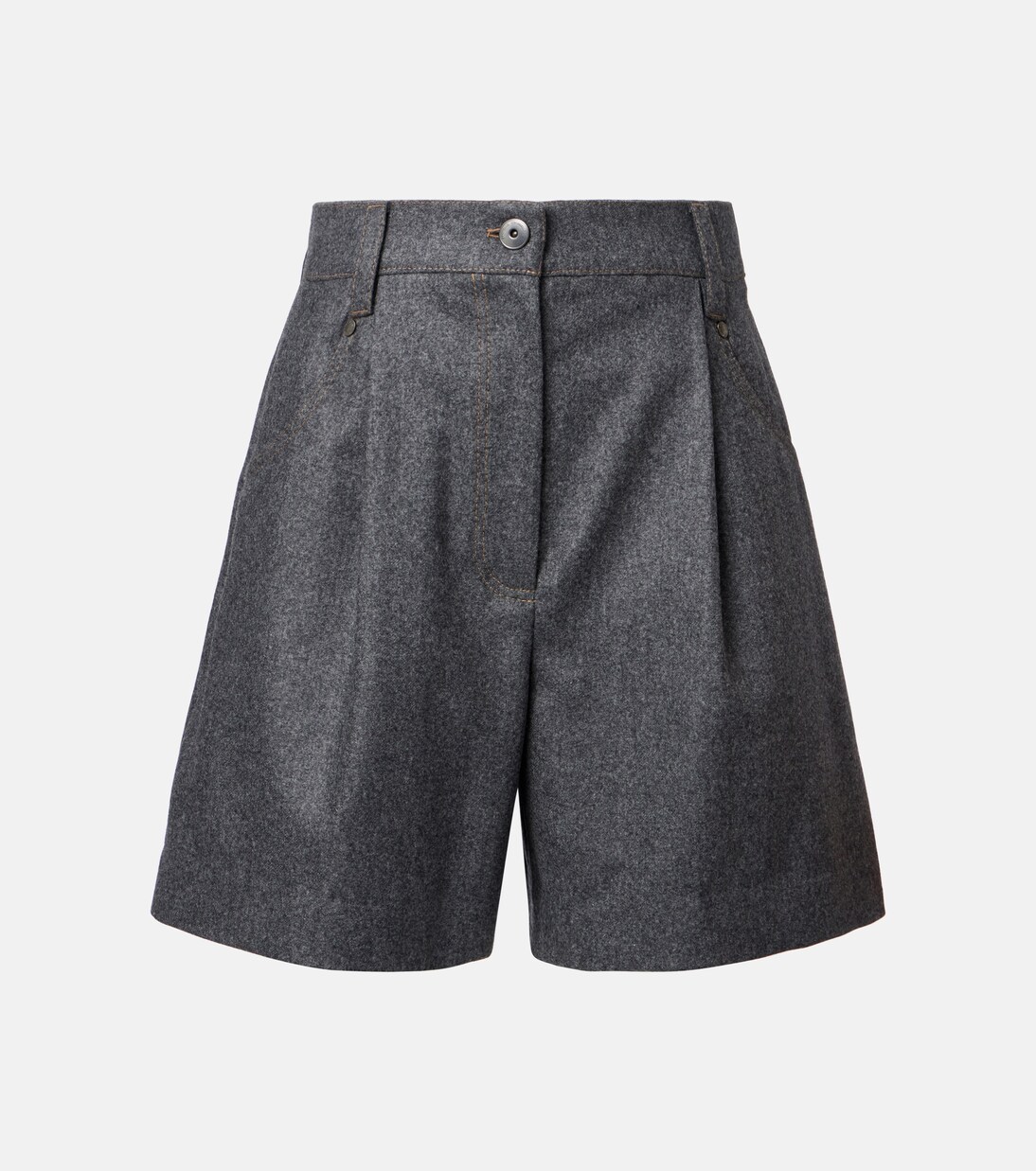 High-rise virgin wool shorts | Brunello Cucinelli