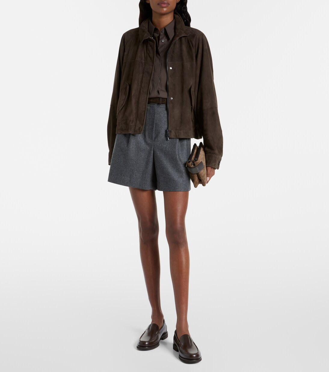High-rise virgin wool shorts | Brunello Cucinelli