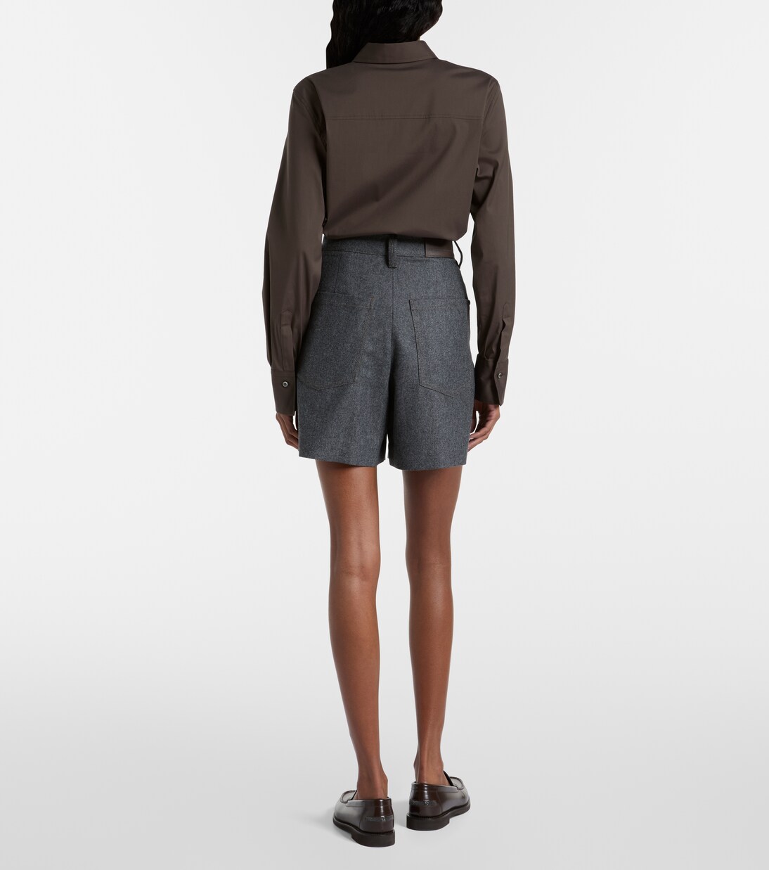 High-rise virgin wool shorts | Brunello Cucinelli