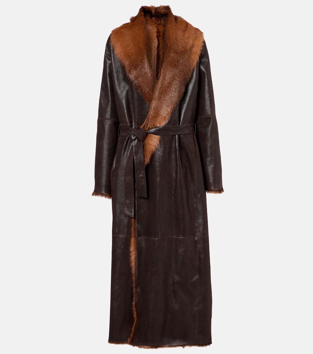 Shearling-lined leather wrap coat | Magda Butrym