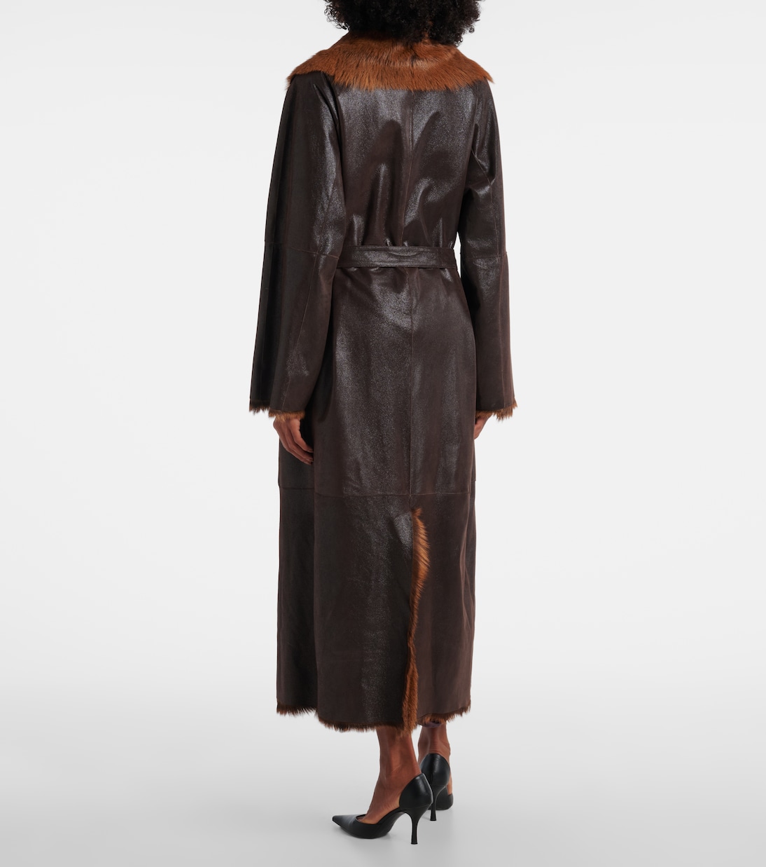 Shearling-lined leather wrap coat | Magda Butrym
