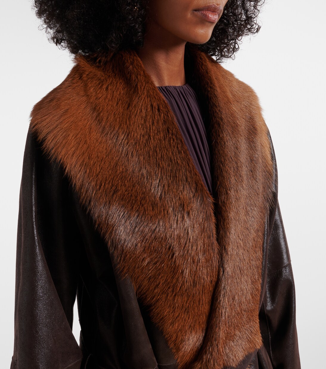 Shearling-lined leather wrap coat | Magda Butrym