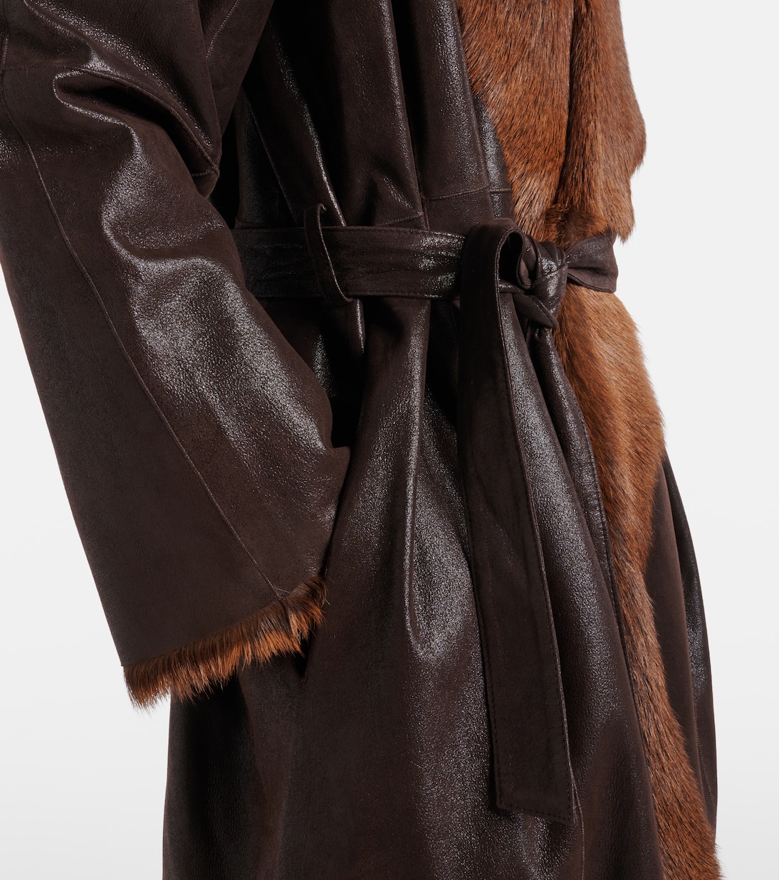 Shearling-lined leather wrap coat | Magda Butrym