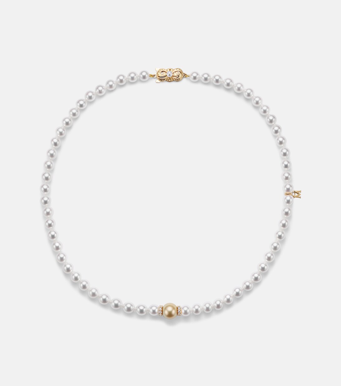18kt gold necklace with pearls and diamonds | Mikimoto