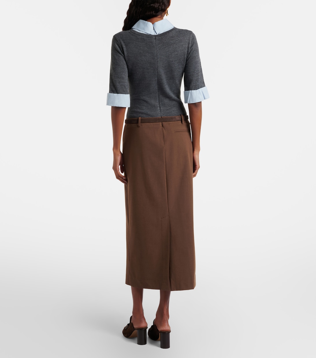 Layered wool-blend midi dress | Staud