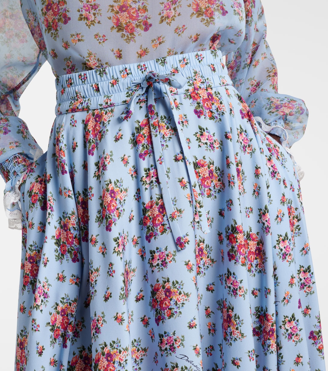 Floral silk-blend midi skirt | Dolce&Gabbana