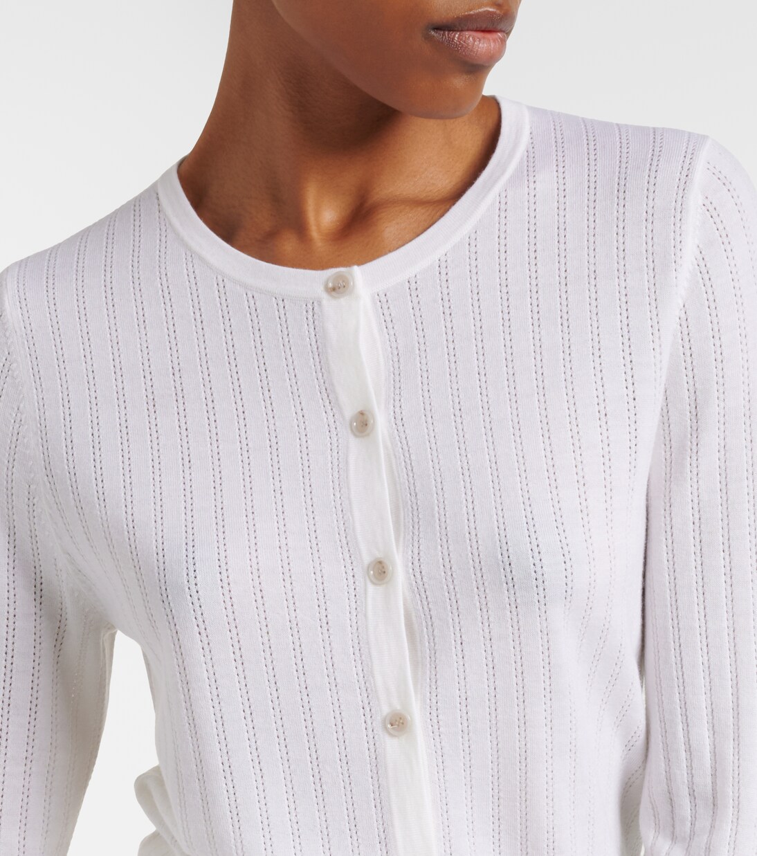 Pointelle virgin wool cardigan | Jardin des Orangers