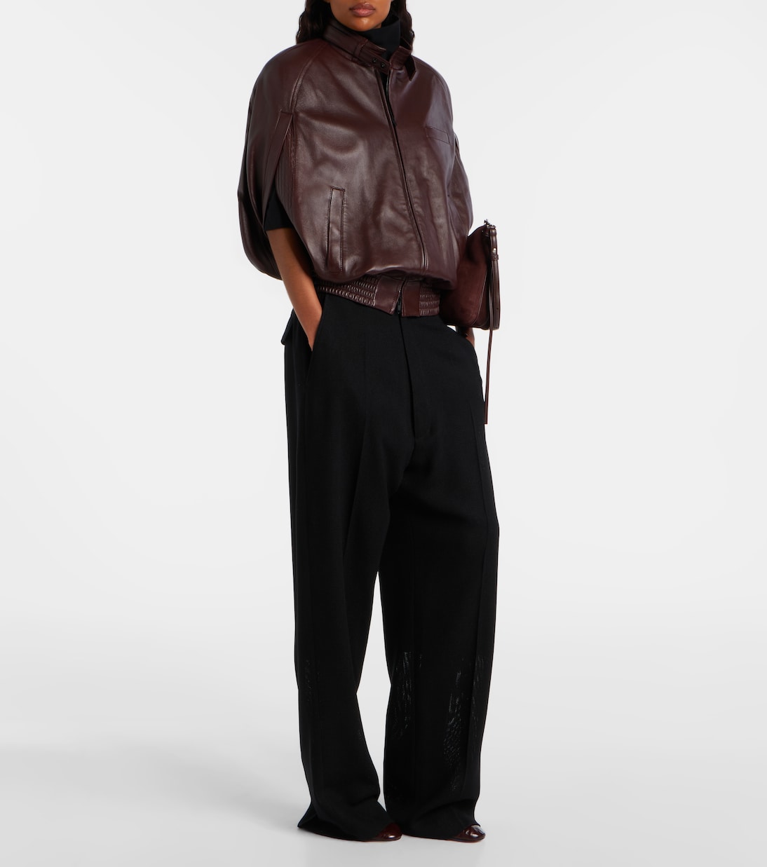 Caped leather bomber jacket | Phoebe Philo