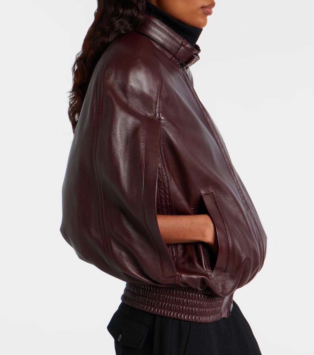 Caped leather bomber jacket | Phoebe Philo