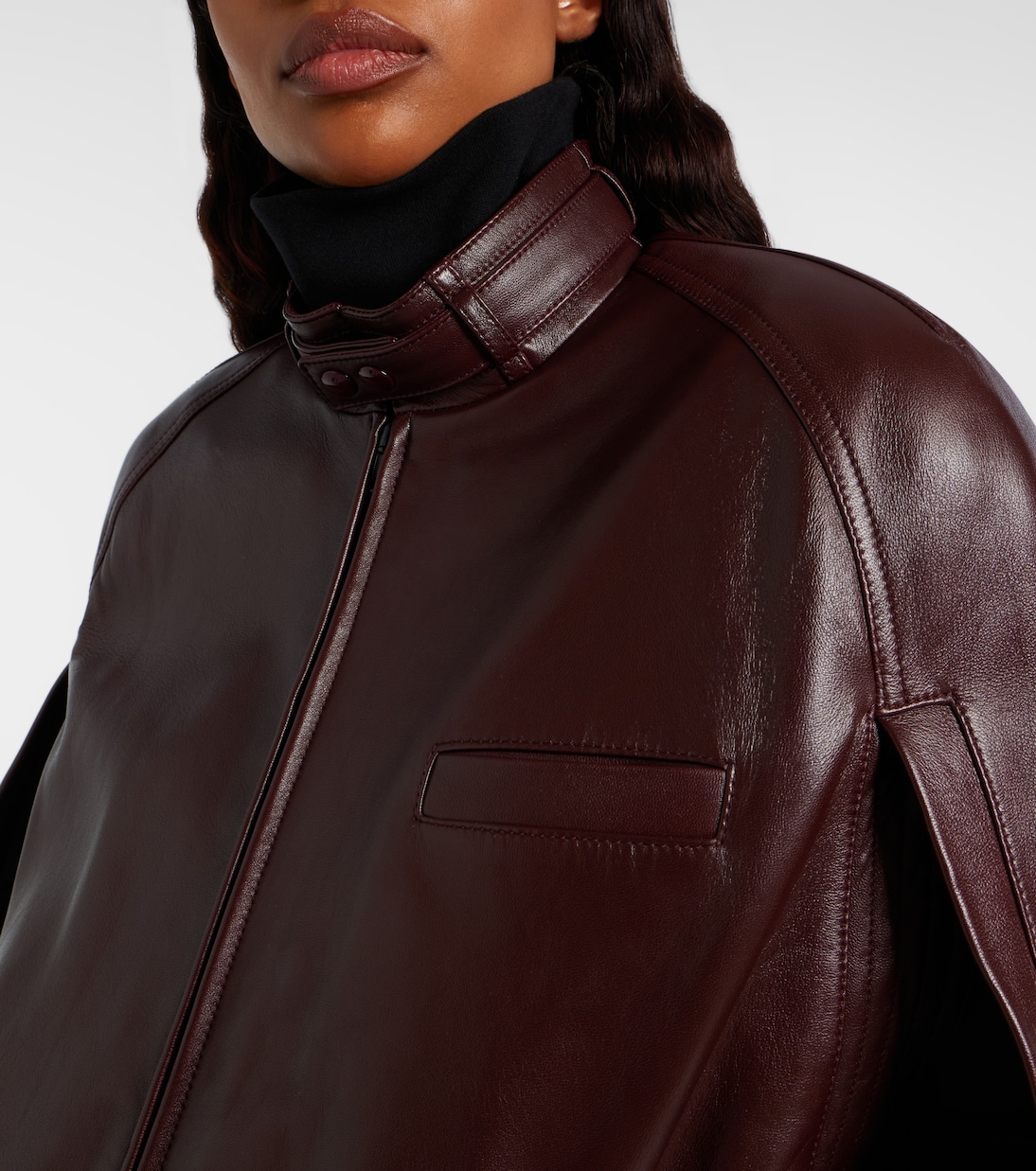 Caped leather bomber jacket | Phoebe Philo
