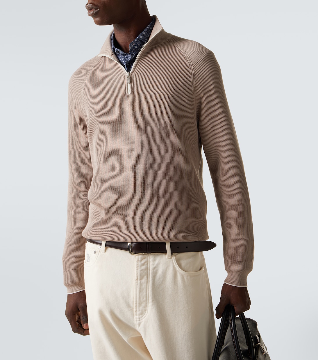 Cotton half-zip sweater | Brunello Cucinelli