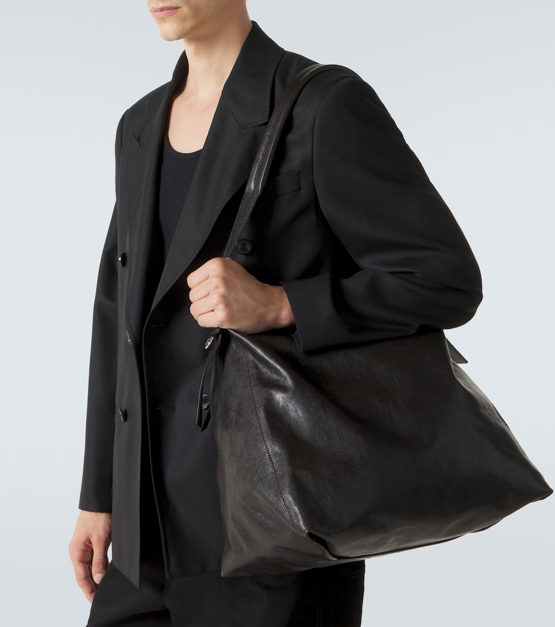 Belted leather shoulder bag | Lemaire