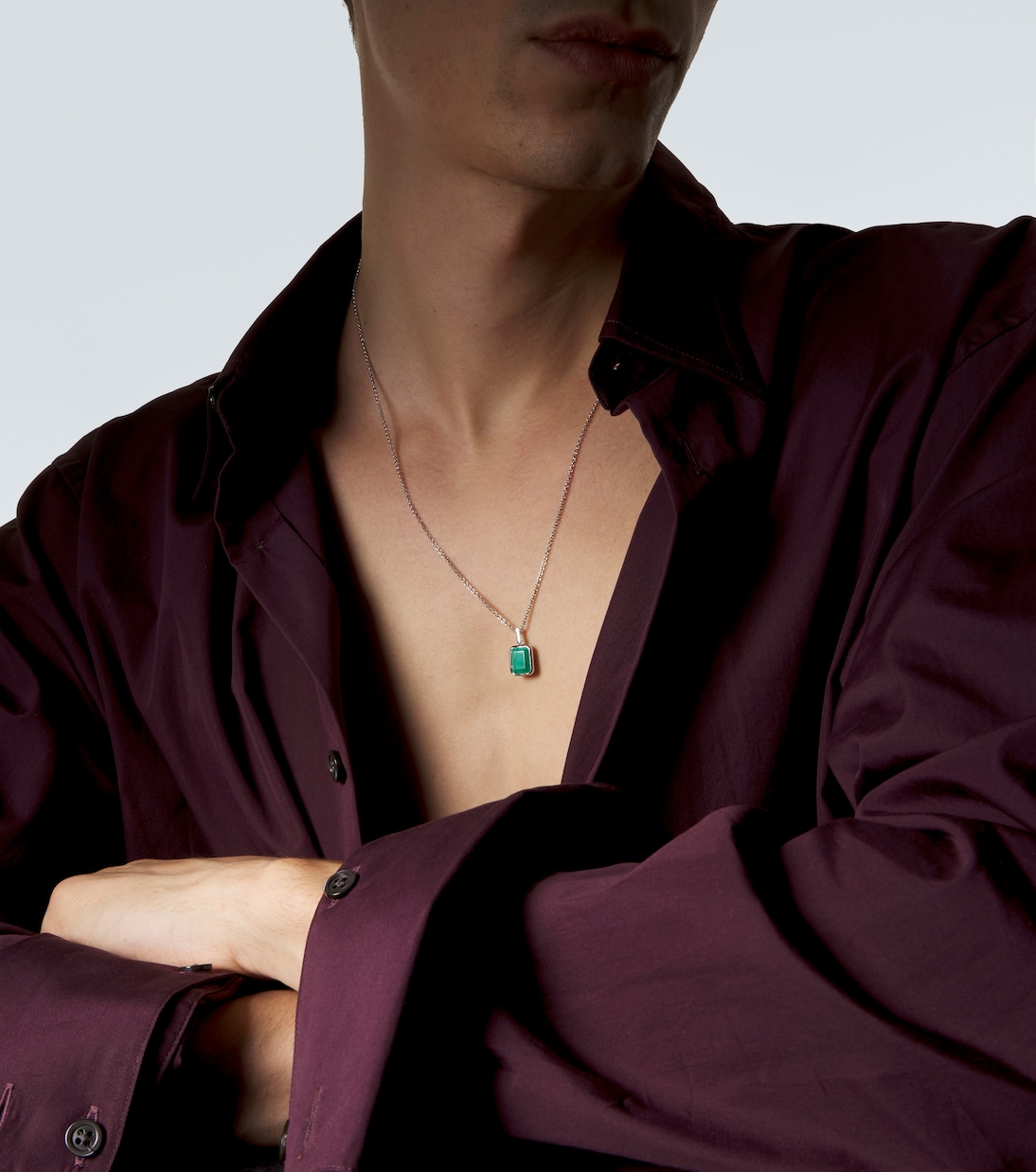 Sterling silver pendant necklace with malachite | Mateo