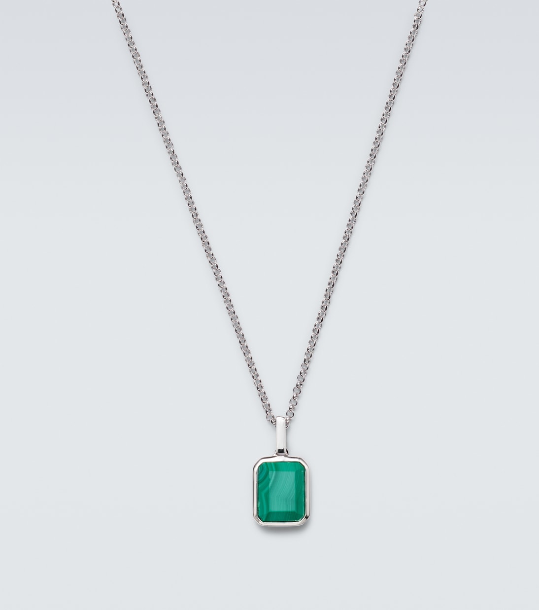 Sterling silver pendant necklace with malachite | Mateo