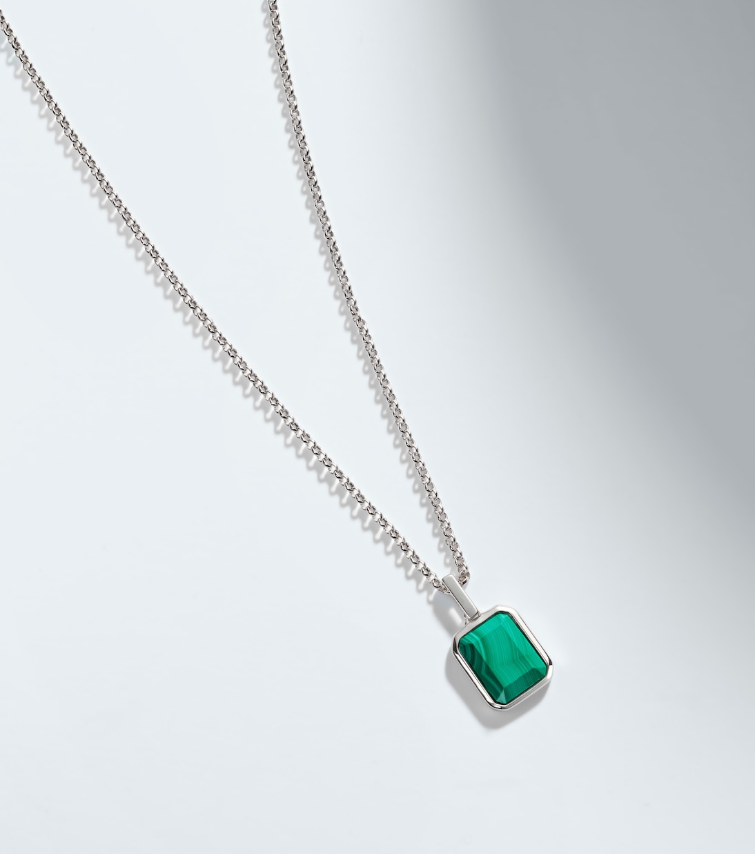 Sterling silver pendant necklace with malachite | Mateo