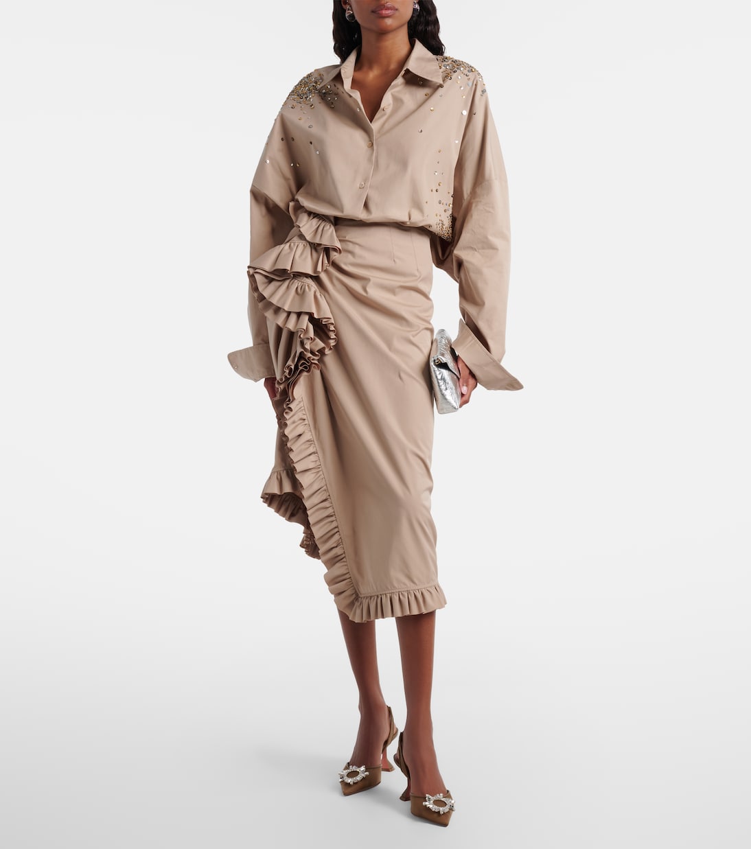 Pumps slingback Begum in mesh con decorazioni | Amina Muaddi