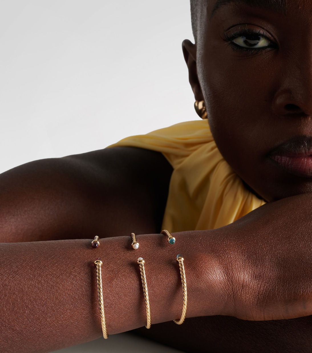 Bracciale Cablespira® Flex Micro in oro 18kt con perle | David Yurman