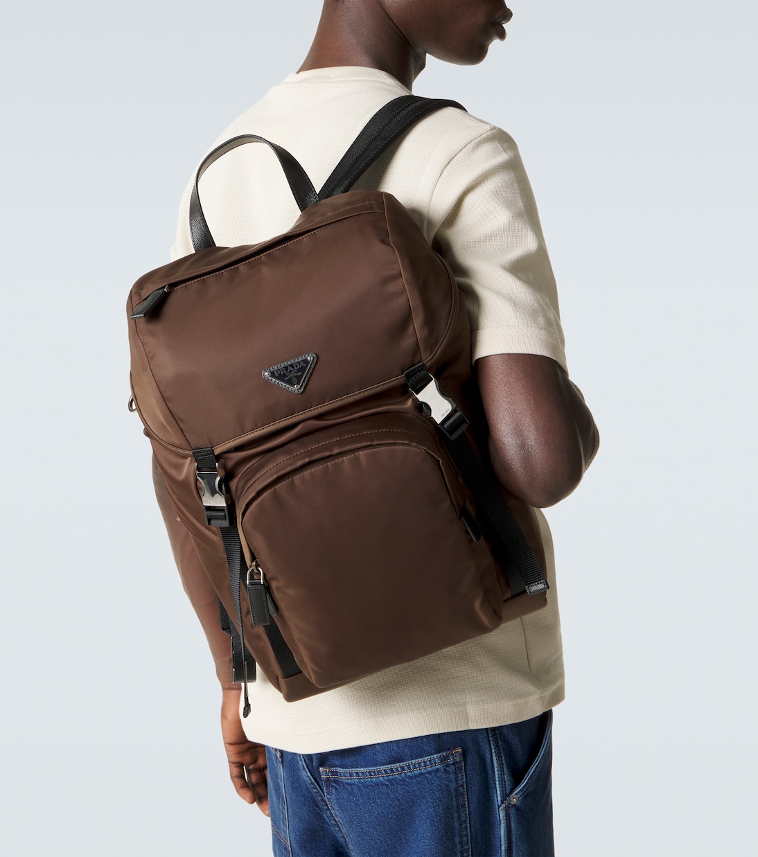 Rucksack aus Re-Nylon mit Leder | Prada