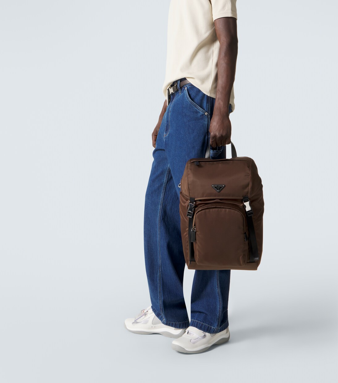 Rucksack aus Re-Nylon mit Leder | Prada