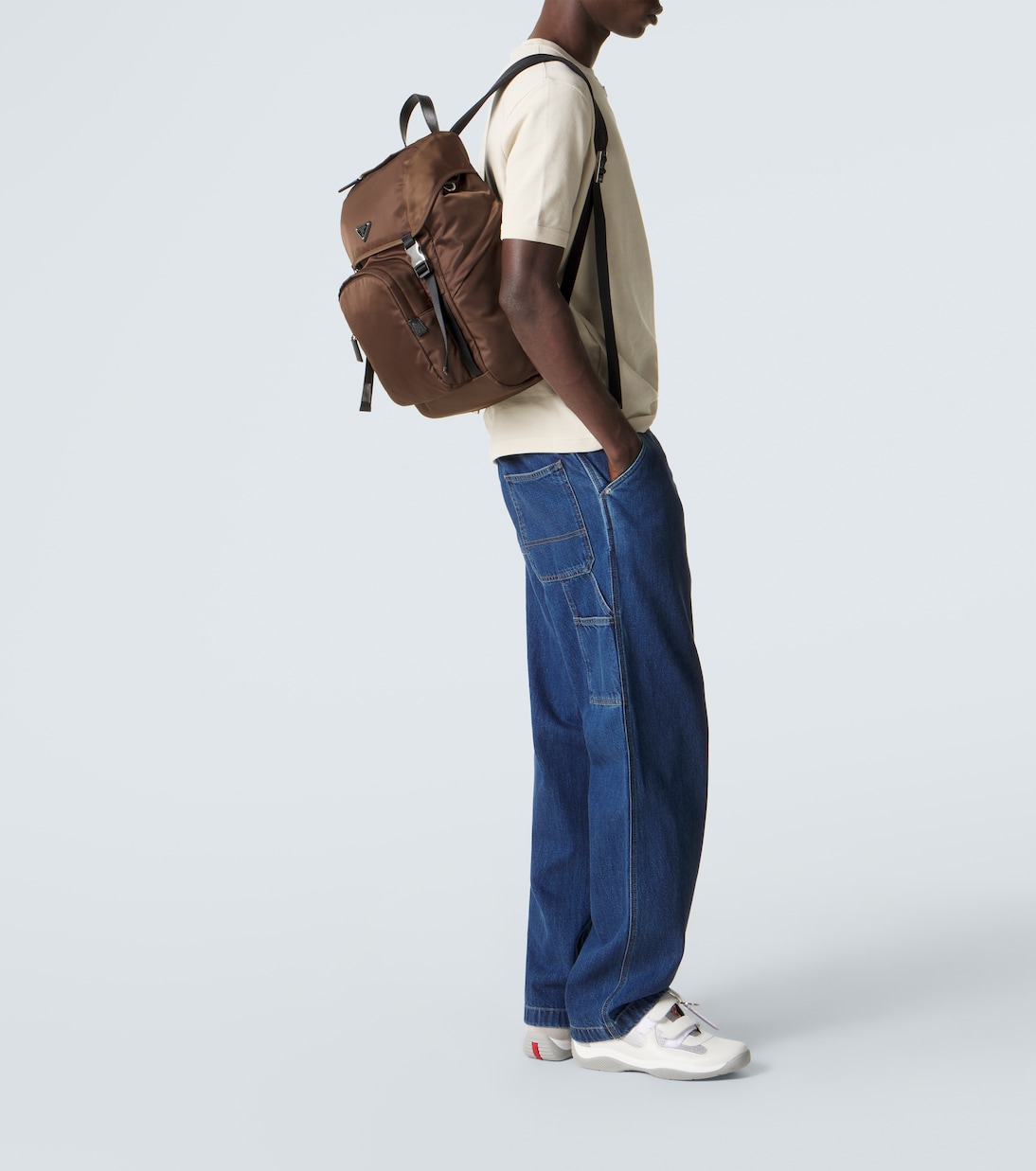 Rucksack aus Re-Nylon mit Leder | Prada