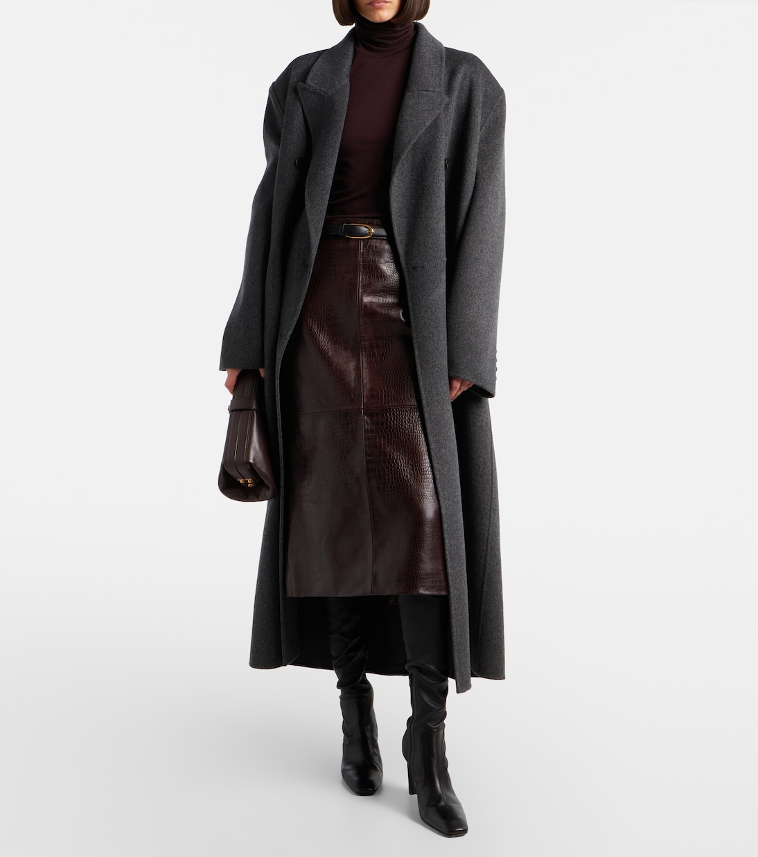 Taney croc-effect leather pencil skirt | The Frankie Shop