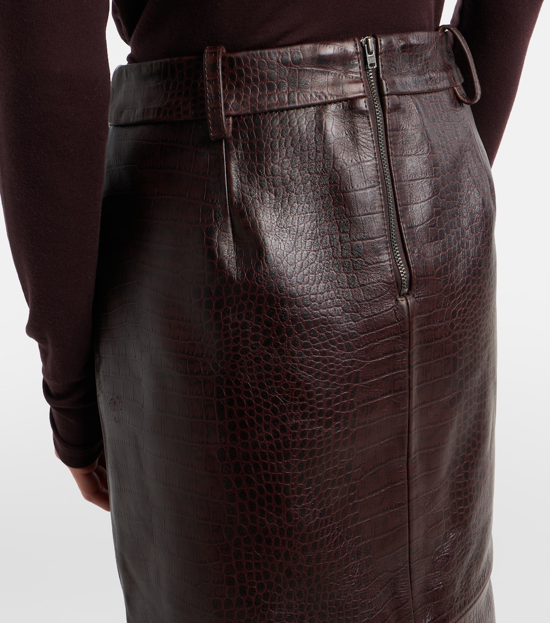 Taney croc-effect leather pencil skirt | The Frankie Shop