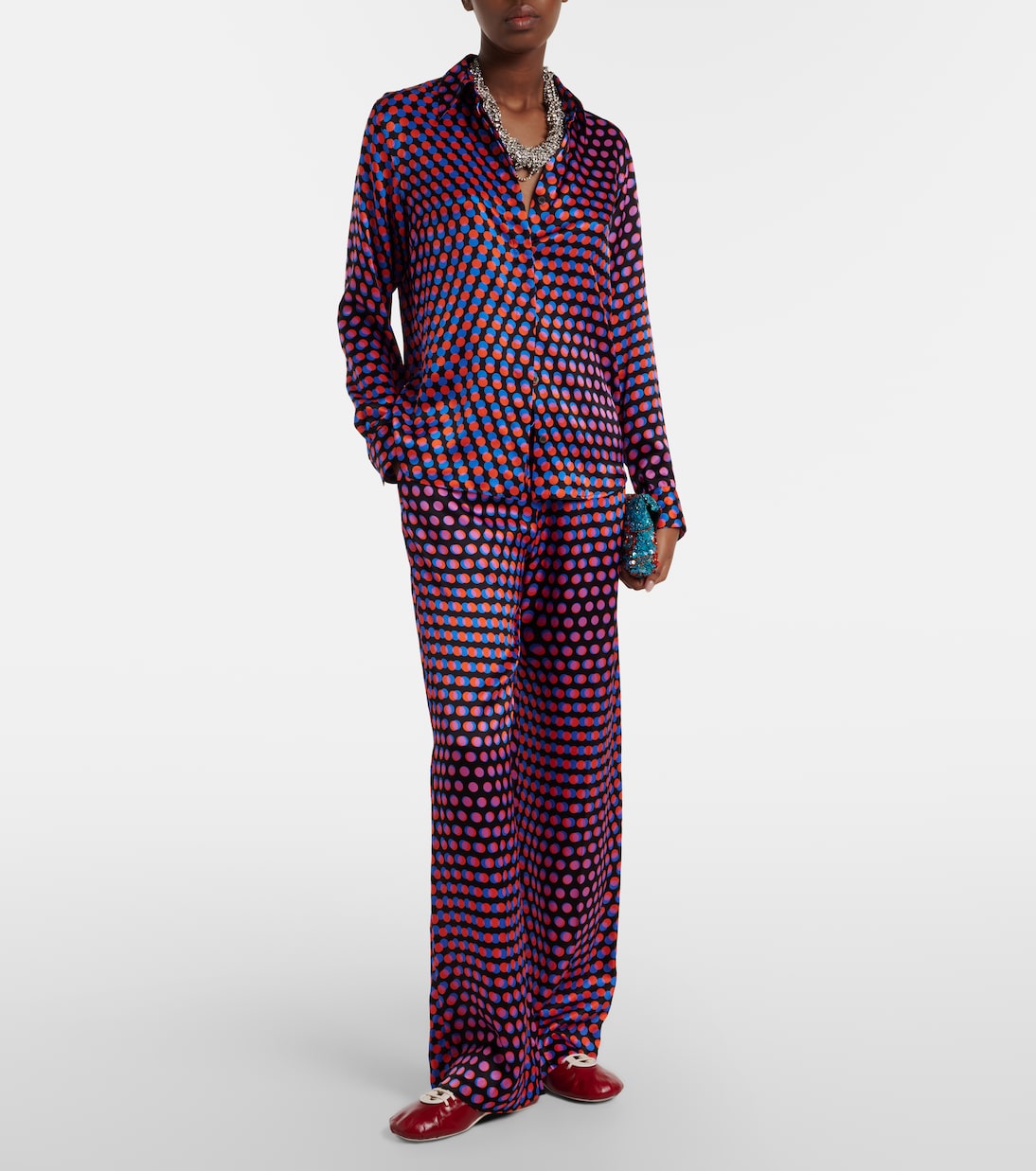 Pantaloni a gamba larga in seta a pois | Dries Van Noten