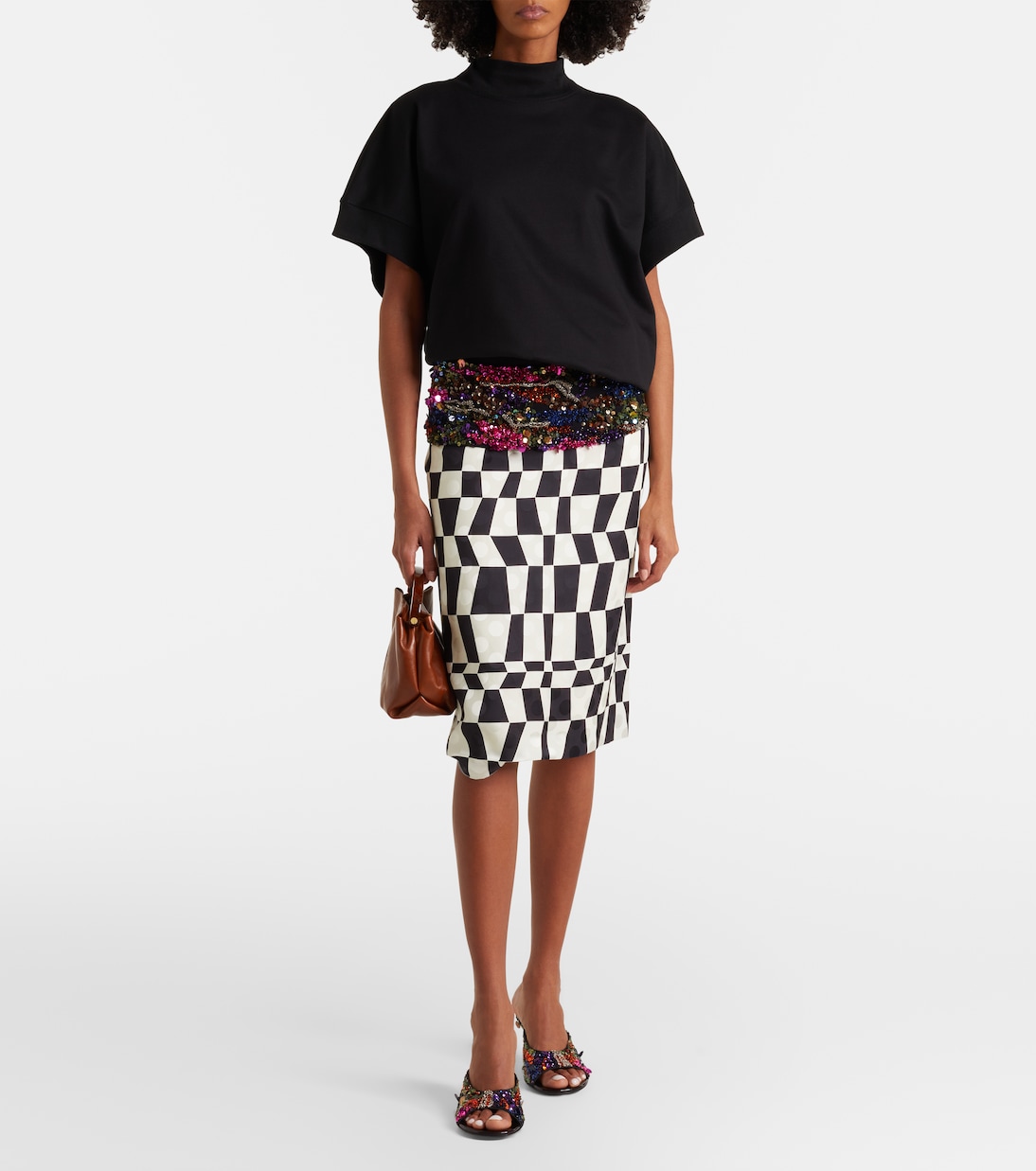 Wedge-Pantoletten 75 aus Leder mit Pailletten | Dries Van Noten